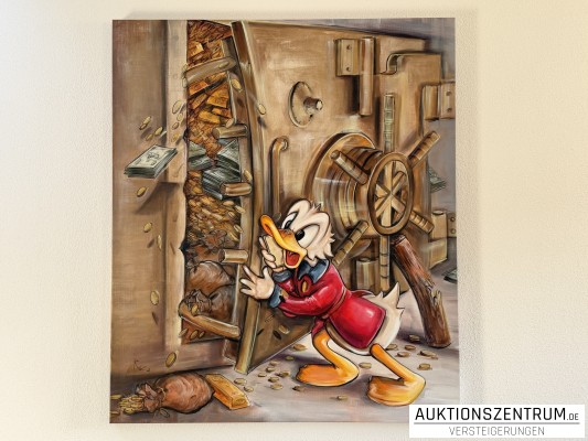 Reza Taler - Dagobert Duck Tresor, Acryl auf Leinwand, 125 x 140 cm