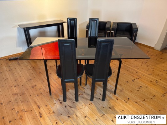 Design-Glas-Esstisch & 4 Stühle wie Cattelan Italia Alice
