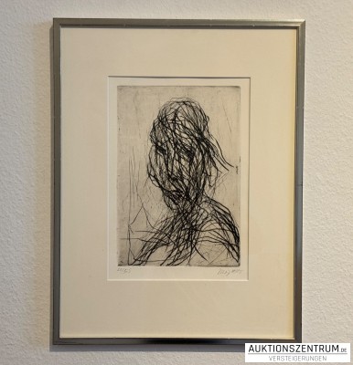 Max Uhlig, „Büste A.S.“, Radierung auf Büttenpapier, 1980, 46 x 60,5cm