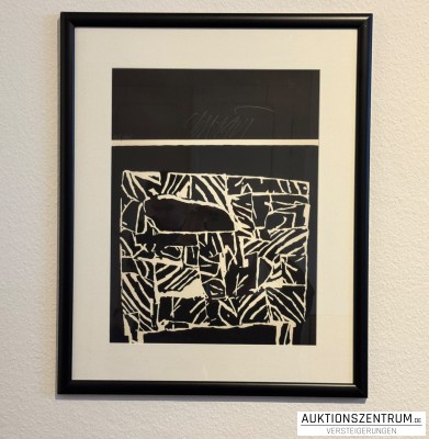 Hans Scheuerecker, signierte Grafik im Rahmen, 55 x 68 cm