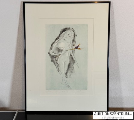 Clemens Gröszer, Akt, 2005, Grafik signiert und gerahmt, 63 x 83 cm