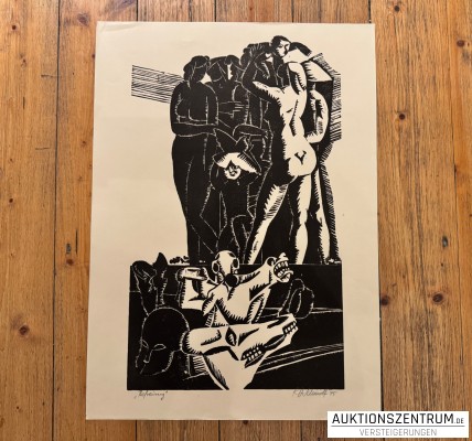 Karl Heinz Schmidt, Linolschnitt „Befreiung“, 1975, 42 x 58cm