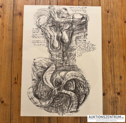 Frank Ruddigkeit Lithografie 1975 - Texte Günter Kunert , 42 x 58cm