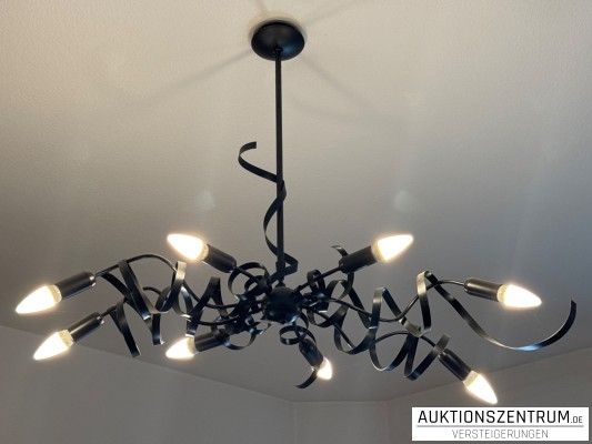 Moderne LED-Hängeleuchte/Deckenleuchte aus Metall, schwarz 8-flammig