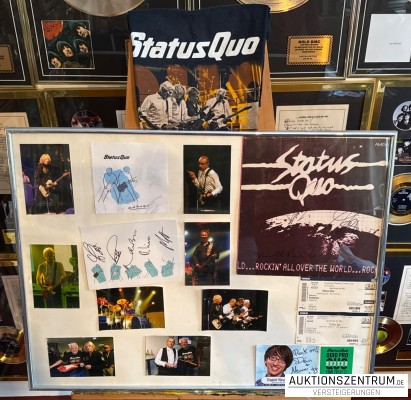 Status Quo LP Rockin`n All Over The World signed Autograph / Autogramm signiert + Collage + Tour-Shirt 2011