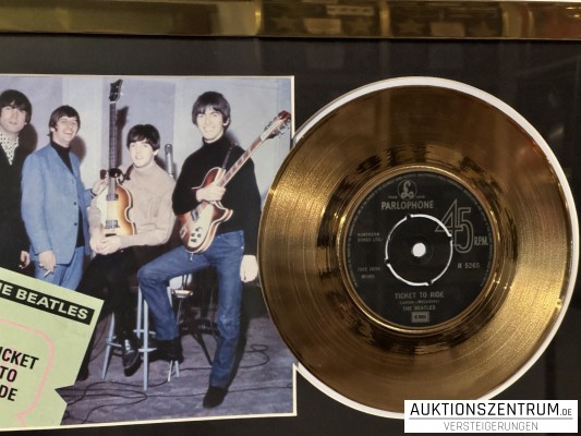 The Beatles Gold Award Display Nr. 1 Hits: Ticket To Ride / Yes It Is, Parlophone Vinyl