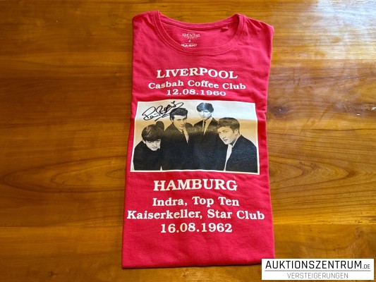 Pete Best signed T-Shirt, The Beatles, red, L
