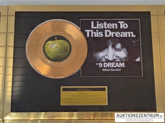 John Lennon Gold Award Display Single: #9 Dream, Apple Vinyl