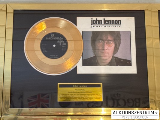 John Lennon Gold Award Display Single: Jealous Guy, Parlophone Vinyl