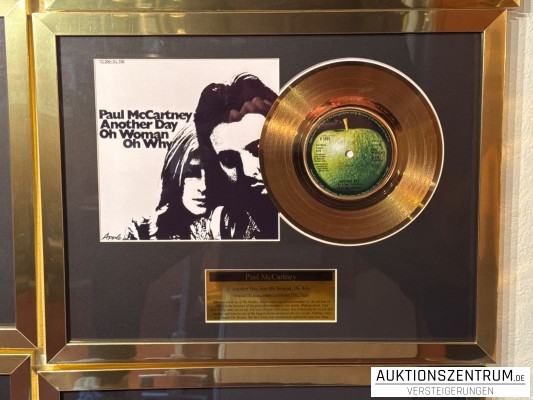 Paul McCartney Gold Award Display Single: Another Day, b/w Oh Woman, Oh Why, Apple Vinyl