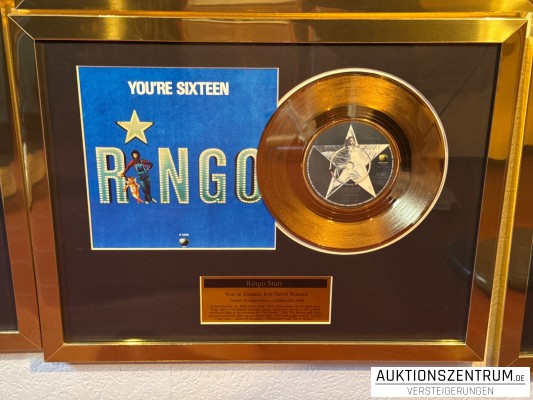 Ringo Starr Gold Award Display Single: You're Sixteen, b/w Devil Woman, Apple Vinyl
