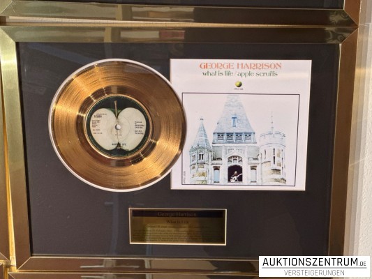 George Harrison Gold Award Display Single: What Is Life, Apple Vinyl