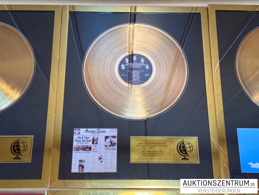 John Lennon & Yoko, Some Time in New York City, Apple, 24K Gold Plated Disc: LP Award Display