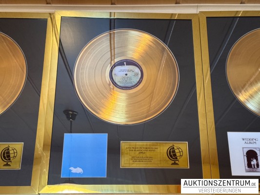 John Lennon, Live Peace in Toronto, Apple, 24K Gold Plated Disc: LP Award Display