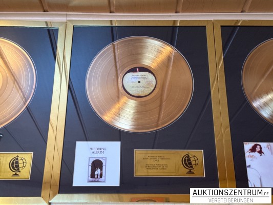 John Lennon, Wedding Album, Apple, 24K Gold Plated Disc: LP Award Display