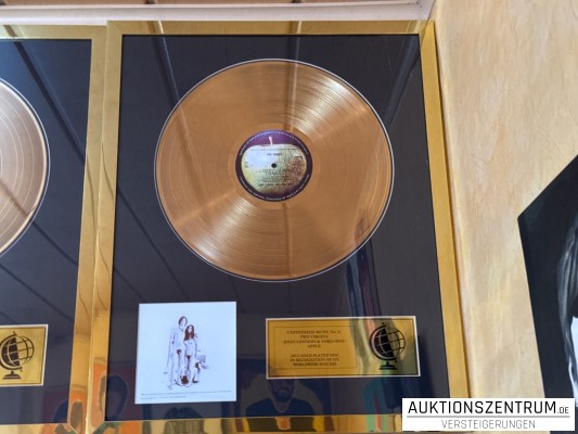 John Lennon, Unfinished Music Nr. 1, Two Virgins, Apple, 24K Gold Plated Disc: LP Award Display