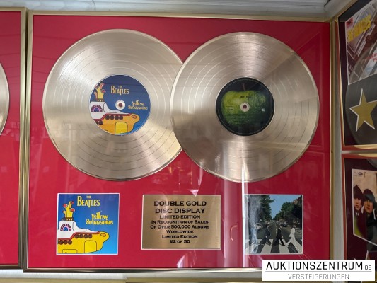 The Beatles Double-Gold Disc Vinyl Display 2/50 - Yellow Submarine / Abbey Road Limited Edition