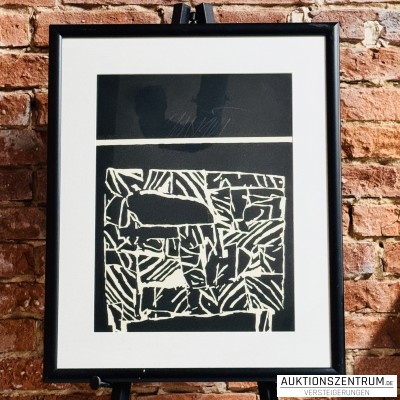 Hans Scheuerecker, signierte Grafik im Rahmen, 55 x 68 cm