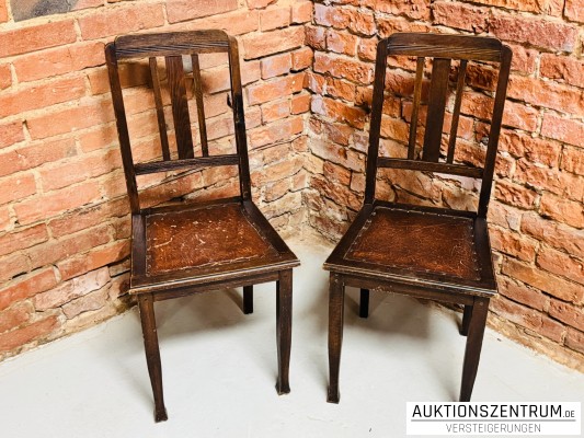 2 Vintage Holz-Stühle, dunkelbraune Esszimmerstühle