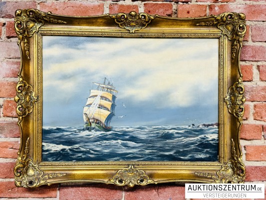 Siegfried Didszus maritimes Ölgemälde Segelschiff im Holzrahmen 86*66 cm