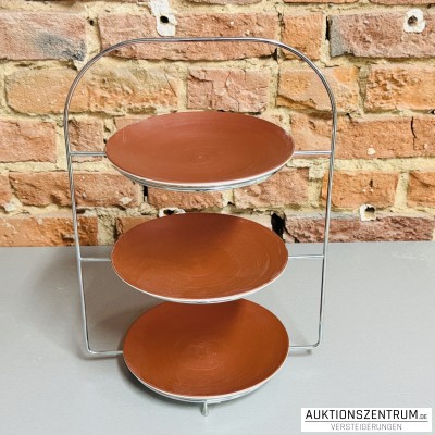Villeroy & Boch Etagere, 3-stöckig, Porzellanteller 0190 handbemalt Burgunder
