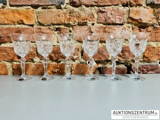 6er Set Bohemia geschliffene Kristall Weingläser Höhe 17cm
