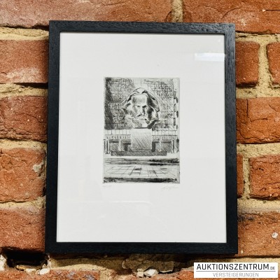 Lydia Thomas, Karl Marx in Chemnitz II, 2/35, Radierung auf Bütten, 26 x 32,5cm