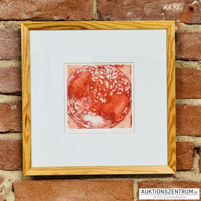 Lydia Thomas, „Roter Mond“, 1/30, Kaltnadelradierung, gerahmt 32,5 x 32,5cm