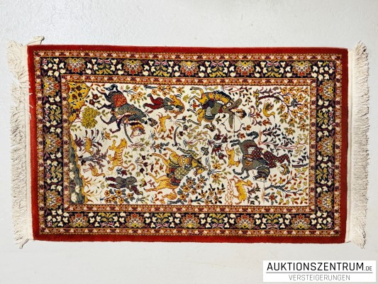 Rami Perser/Orient-Teppich, 140x80, Jagdszene