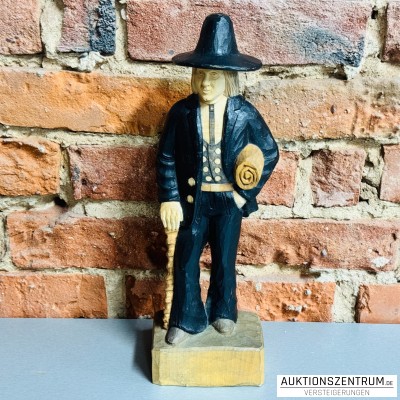 Zimmermann m. Stock, Holzfigur handgeschnitzt, Holzschnitzerei 38cm