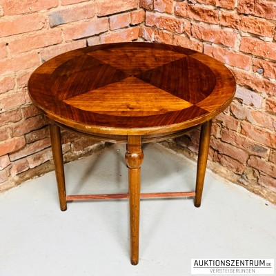 Runder Holz-Beistelltisch mit Intarsienplatte Ø80 x 70 cm