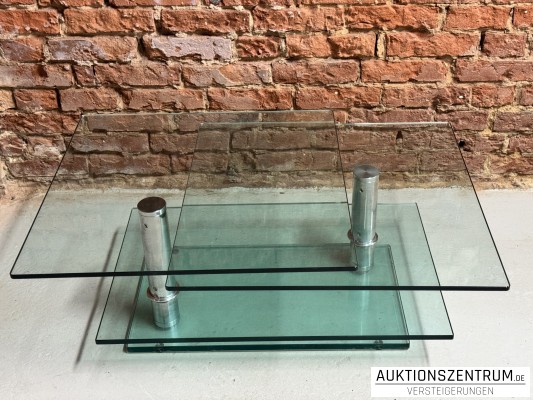 Ronald Schmitt K500 Designer Couch-Tisch aus Glas mit drehbaren Platten