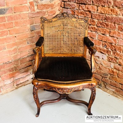 Antiker Kabinettssessel / Armlehnstuhl mit Wiener Geflecht