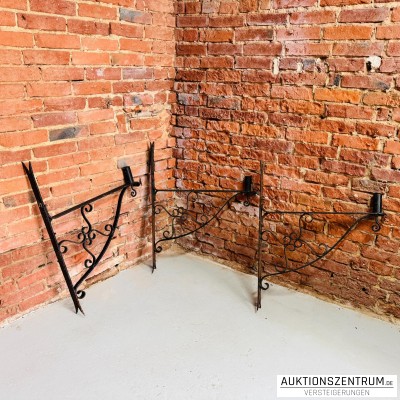 3x handgeschmiedete alte Vordach Konsolen/Stützen/Laternen-Halter, Schmiedeeisen