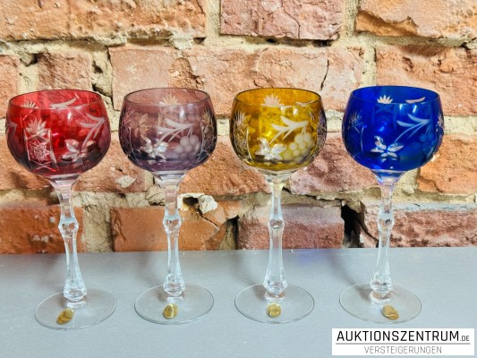 4er Set Kristall Römergläser bunt Made in Germany Höhe 20cm