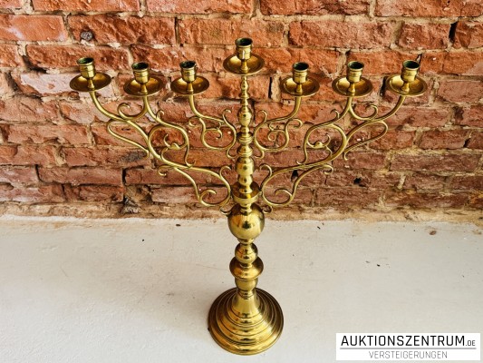 7-armiger Menora/Menorah Synagogen Altar Kerzen Leuchter Messing