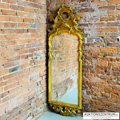Prunkvoller Rokoko/Barock-Wandspiegel mit verziertem Goldrahmen 206*68 cm