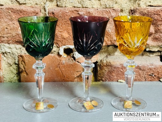 3er Set Nachtmann Bleikristall farbige Likörgläser Höhe ca. 13cm