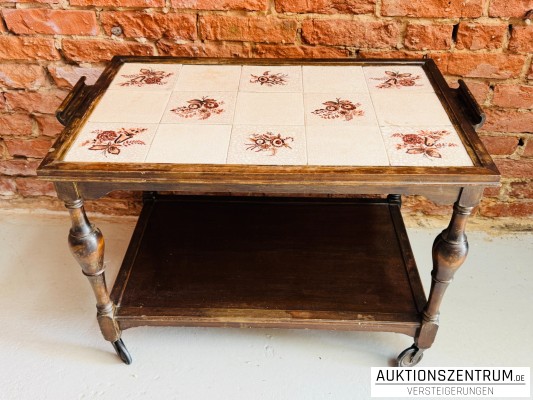 Servierwagen Holz mit Fliesenplatte / Teewagen 87*63*53 cm