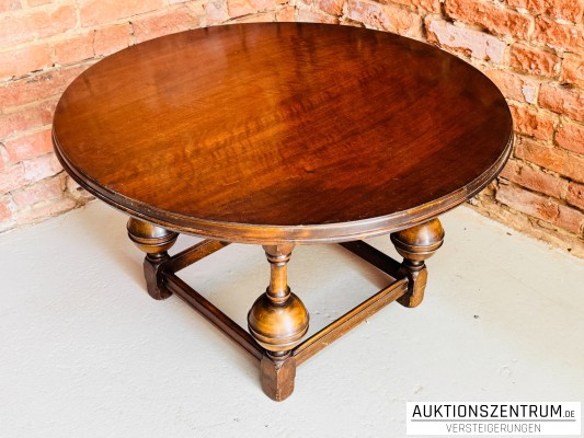 Massiver runder Holztisch mit Balusterbeinen Wohnzimmertisch 95*56 cm