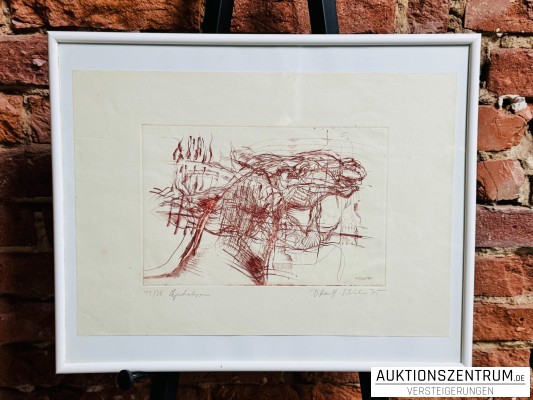 Dagmar Ranft-Schinke, Apokalypse 75, signierte Radierung im Rahmen