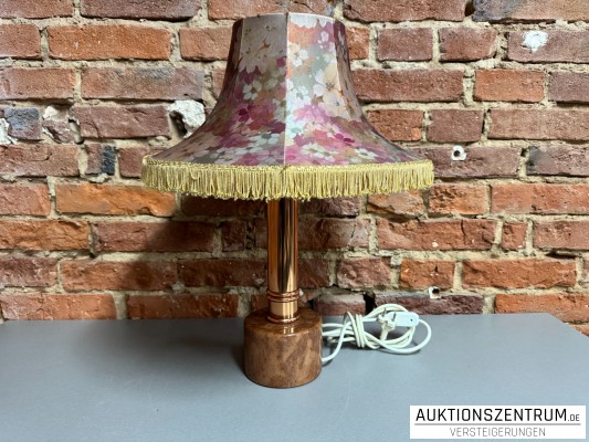 VEB Narva Leuchtenbau Lengefeld Tischlampe mit Stoffschirm