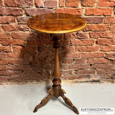 Antiker Louis Philippe Beistelltisch auf Dreifuß Holztisch rund 45x90 cm