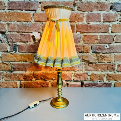 Dekorative Tischlampe Messing mit Faltenstoffschirm 29x59cm
